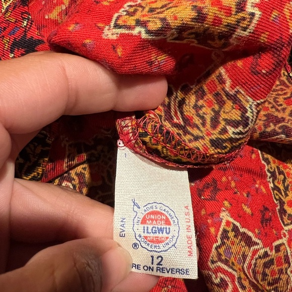 VTG Saks Fifth Avenue Evan Picone Red Paisley 80s Secretary Skirt Set READ - Picture 10 of 12